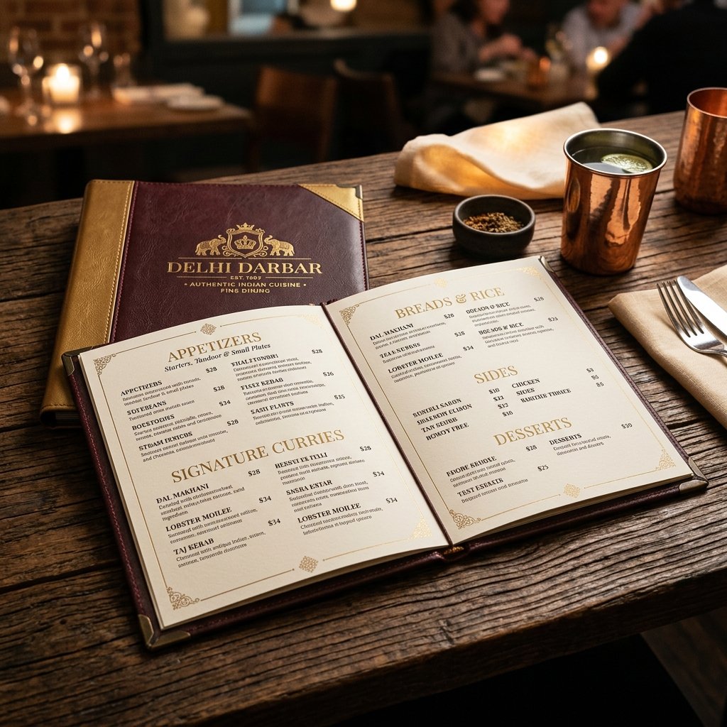 Diseno de menu Delhi Darbar