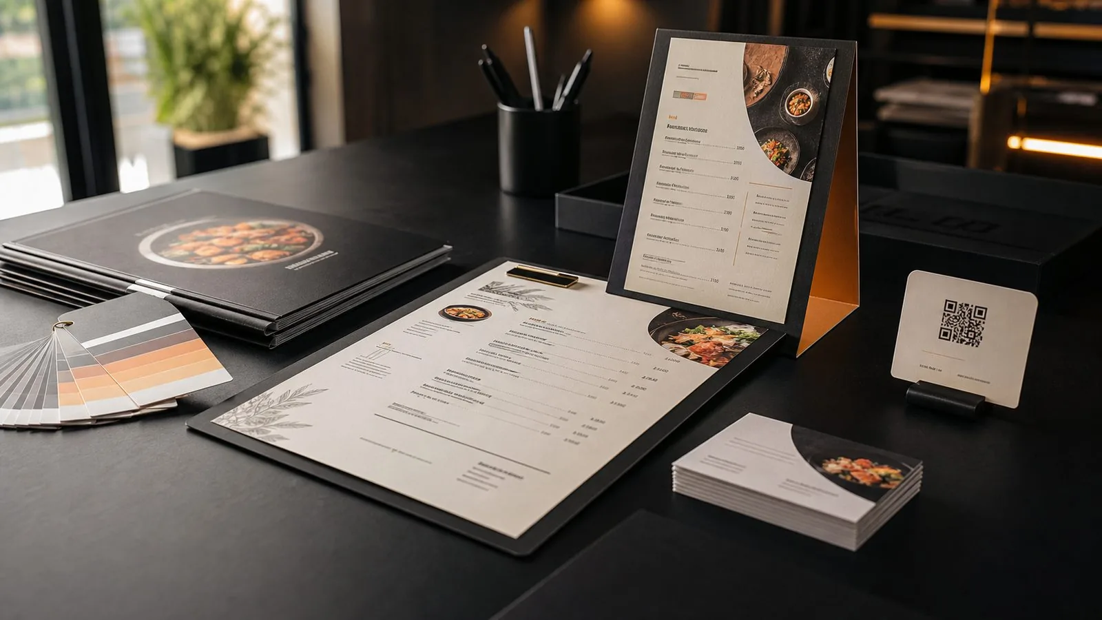 Carta de restaurante sobre mesa